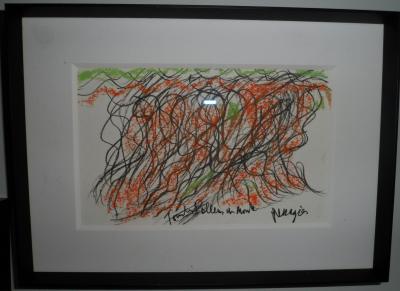 Jean Messagier lithographie rehaussée au pastel 2