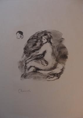 Pierre-Auguste RENOIR : Etude de femme nue assise, Lithographie roiginale singée #1904 2
