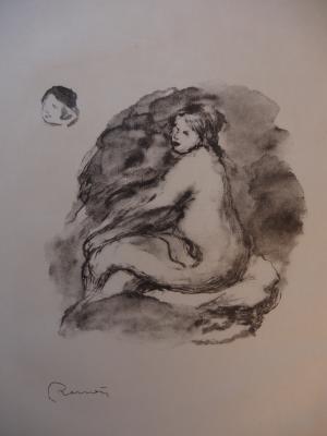 Pierre-Auguste RENOIR : Etude de femme nue assise, Lithographie roiginale singée #1904 2
