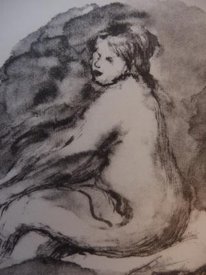Pierre-Auguste RENOIR : Etude de femme nue assise, Lithographie roiginale singée #1904 2