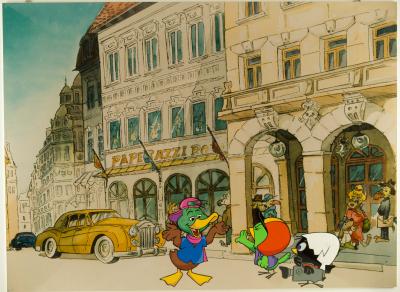 Pagot, Calimero va à la ville, dessin sur tableau, 70x100 cm 2