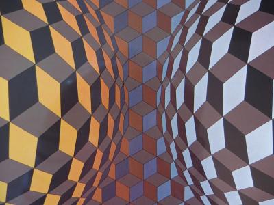 Victor VASARELY : Hexagone CHEYT-OND, Héliogravure en couleurs - 1975 2