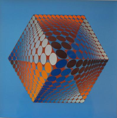Victor VASARELY : Hexagone TUPA-3, Héliogravure en couleurs - 1975 2