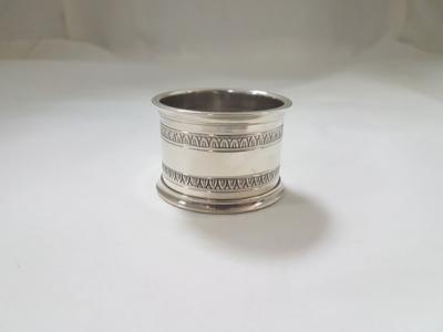 Rond de serviette argent massif double frises feuilles d’eau 2