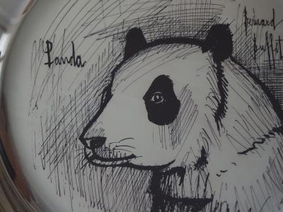 Bernard Buffet (1928-1999) : Panda, Assiette en argent gravée - signée 1974 2