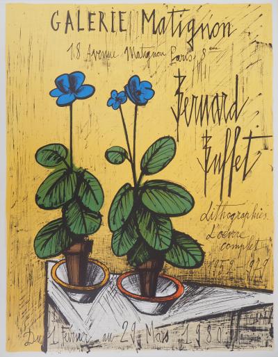 Bernard BUFFET : Les Primevères - Lithographie originale signée - 1980