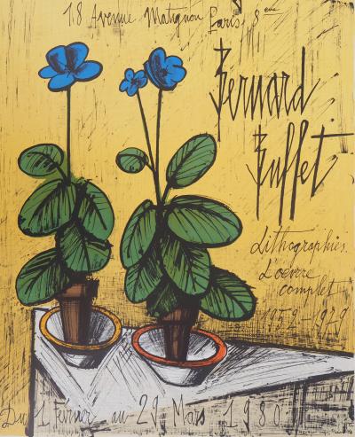 Bernard BUFFET : Les Primevères - Lithographie originale signée - 1980 2