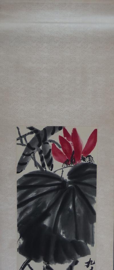 Qi Baishi Grand Kakemono Végétaux et Fleurs - Signé - (vers 1950) 2