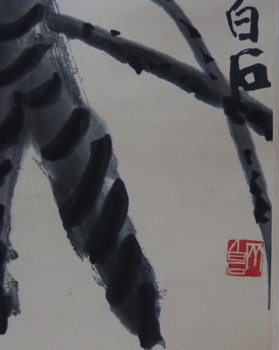 Qi Baishi Grand Kakemono Végétaux et Fleurs - Signé - (vers 1950) 2