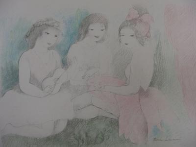 Marie LAURENCIN : Les trois amies avec une guitare; Lithographie signée - 1928 2