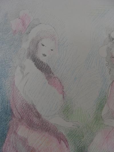 Marie LAURENCIN : Deux fillettes avec un chien, 1928 - Lithographie signée 2