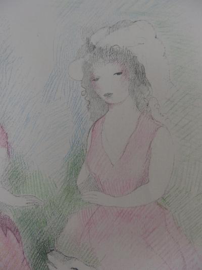 Marie LAURENCIN : Deux fillettes avec un chien, Lithographie signée - 1928 2