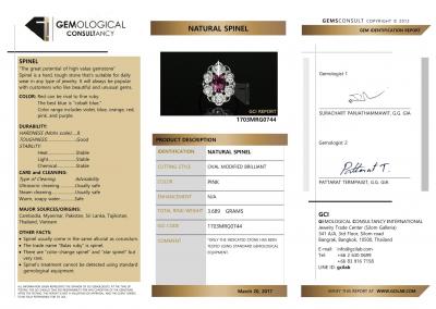 Bague en or blanc spinelle naturelle garantie et diamants - certificat 2