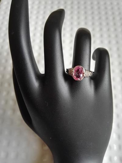 Bague en or blanc saphir rose non chauffé garanti 2