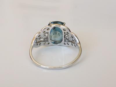 Bague en or blanc saphir de 3.36 cts non chauffé et diamants - certificats 2