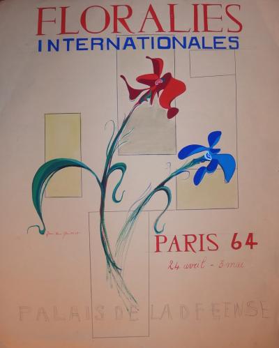 Jean-Luc GAILLET : Floralies Internationales, 1964 - Gouache originale 2