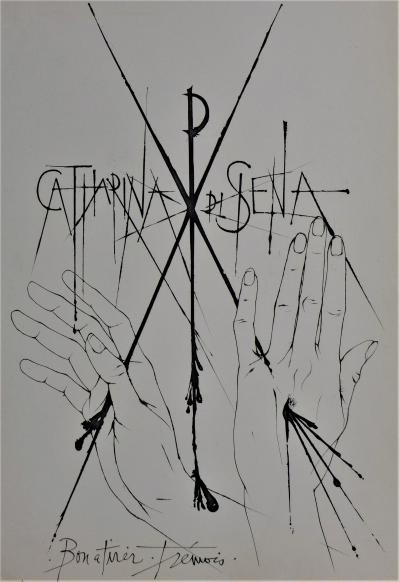 Pierre-Yves Trémois - Sienne, Catharina di Siena - Pointe sèche signée - 1963 2