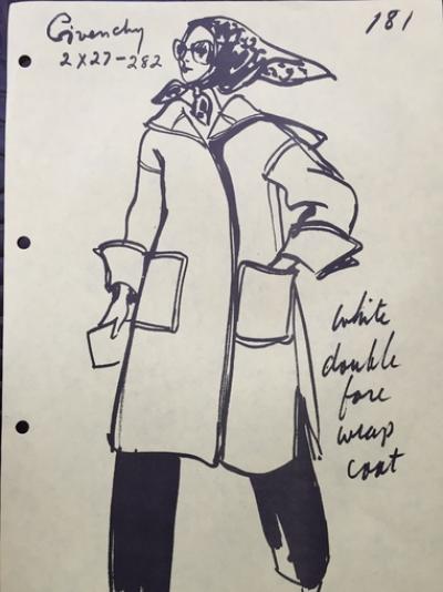 Hubert De Givenchy - Croquis Givenchy .Navy stretch poplinCroquis Givenchy . White coat 2