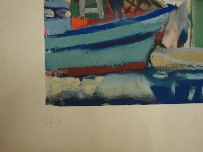 François Desnoyer : Le port de Sète, Lithographie originale signée 2
