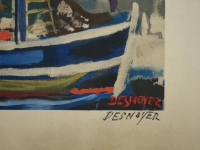 François Desnoyer : Le port de Sète, Lithographie originale signée 2