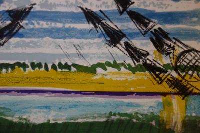 François DESNOYER : Maisons en Camargue - Lithographie signée au crayon 2