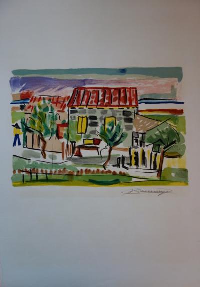 François DESNOYER : La maison au toit rouge, 1965 - Lithographie originale signée au crayon 2