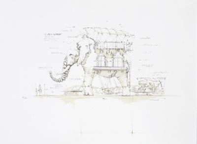 François DELAROZIERE - L’éléphant, lithographie originale signée et numérotée 2