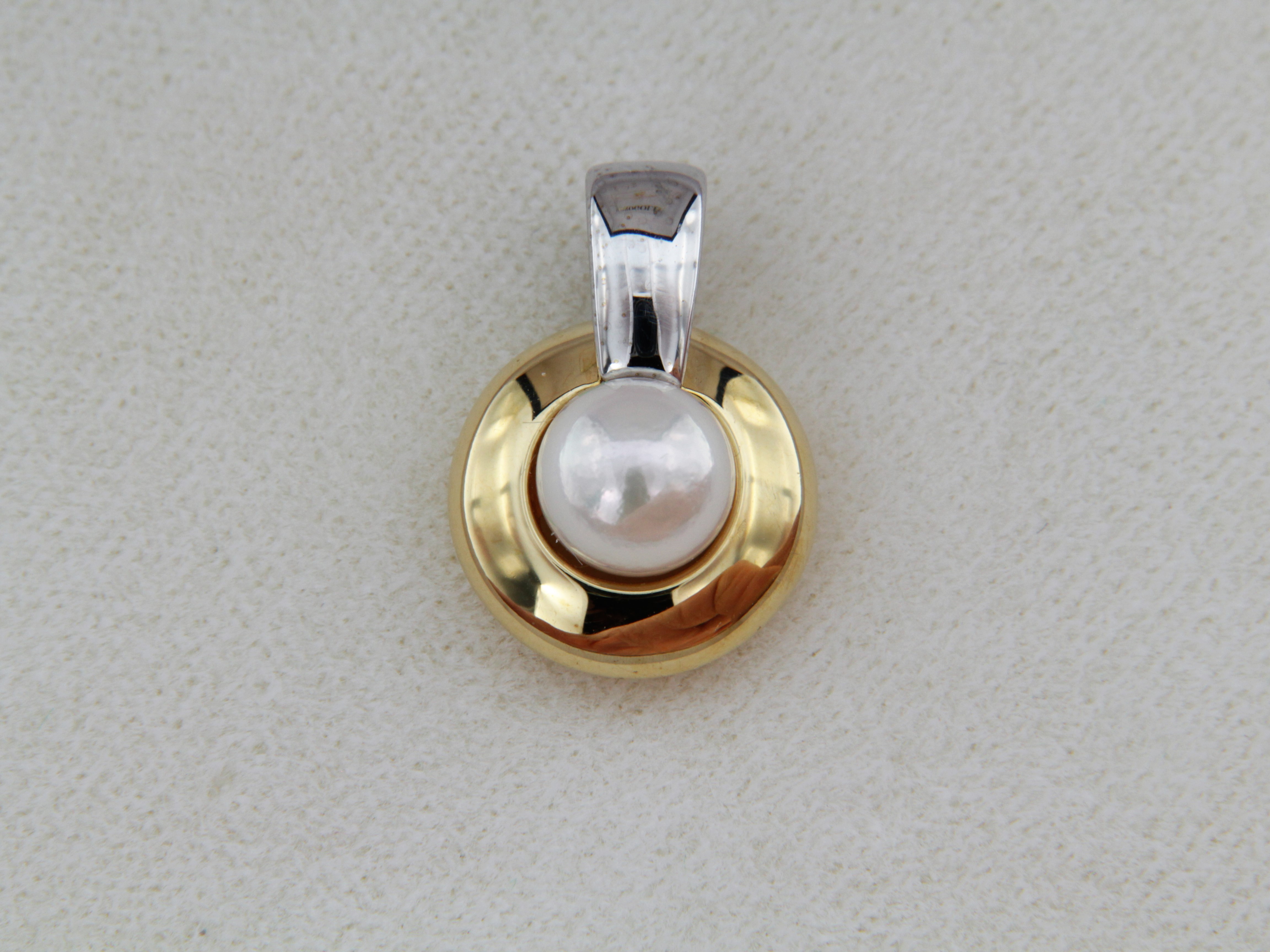 Pendentif Cœur Or Bicolore 18 Carats Avec Perle - 0.37 Grammes - Bijou D'occasion Rénové