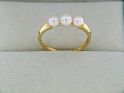 Bague en or jaune et perles de culture 2