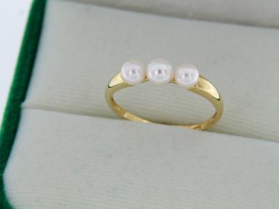 Bague en or jaune et perles de culture 2