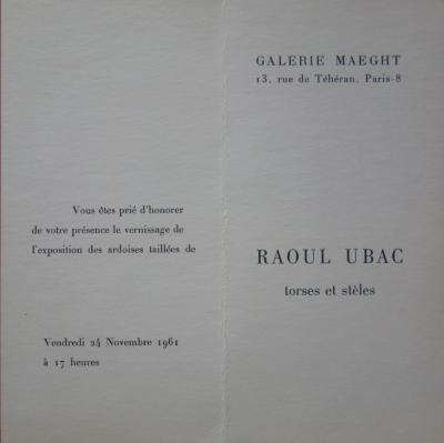 Raoul UBAC - Torses et stèles 1961,  lithographie 2