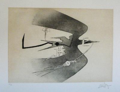 Wifredo LAM - Des hommes oiseaux, des nageurs courbes, Aquatinte 2