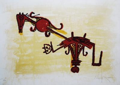 Wifredo LAM - El ultimo viaje del buque fantasma 2, 1976- Lithographie signée au crayon 2