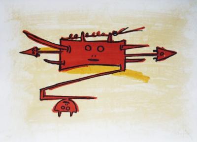 Wifredo LAM - El ultimo viaje del buque fantasma - 6, 1976 - Lithographie signée au crayon 2