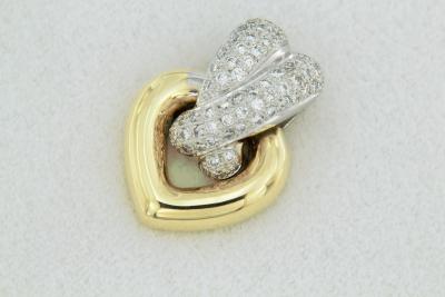 Pendentif  cœur  et croisillon en or bicolore et diamants 2