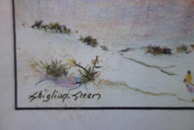 Maurice GHIGLION GREEN : Paysage de montagne sous la neige - Dessin original au pastel Signé 2