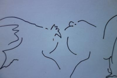 Edouard PIGNON : Coq et poule - Dessin original au feutre Signé 2