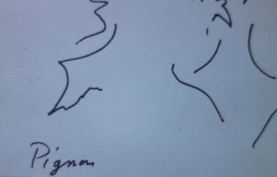 Edouard PIGNON : Coq et poule - Dessin original au feutre Signé 2