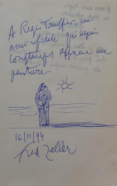 Fred ZELLER : Soleil levant - Dessin original au stylo bille Signé 2