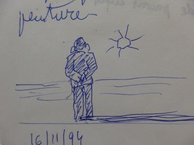 Fred ZELLER : Soleil levant - Dessin original au stylo bille Signé 2