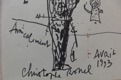 Christophe RONEL - Idoliforme - Dessin original au feutre signé 2