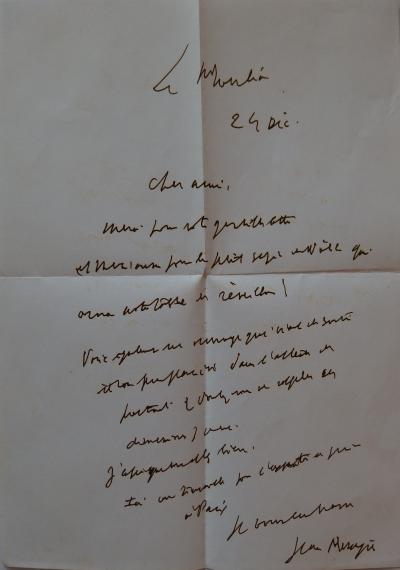 Jean MESSAGIER : Composition abstraite orange - Lithographie originale réhaussée au pastel 2