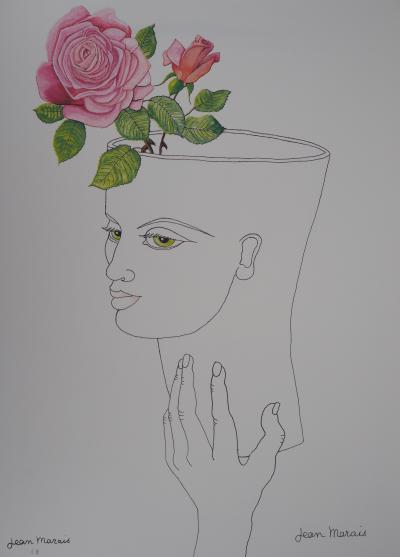 Jean MARAIS - La femme fleurs - Lithographie signée 2