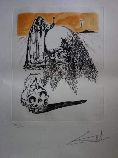 Salvador Dali : Vieillard à la tête de mort, Gravure originale signée 2