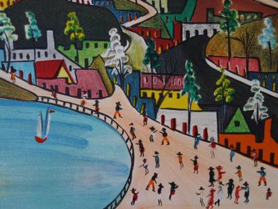 Préfète DUFFAUT : Bord de mer en Haiti, Lithographie originale Signée 2