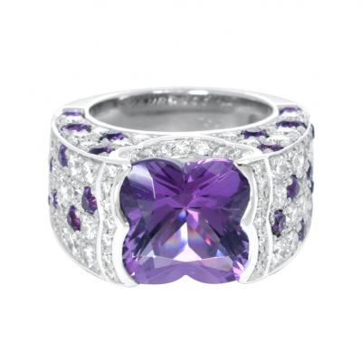 MAUBOUSSIN - Bague Améthyste 8,7 Cts, Diamants 3,8 Cts - Or blanc 18K 2