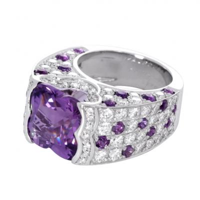 MAUBOUSSIN - Bague Améthyste 8,7 Cts, Diamants 3,8 Cts - Or blanc 18K 2