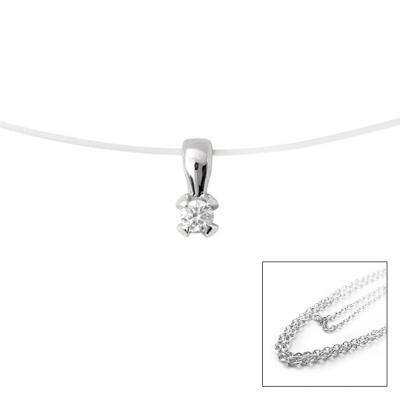 Pendentif Diamant GAREL, 0,10ct (Collier Fil de Pêche et Collier