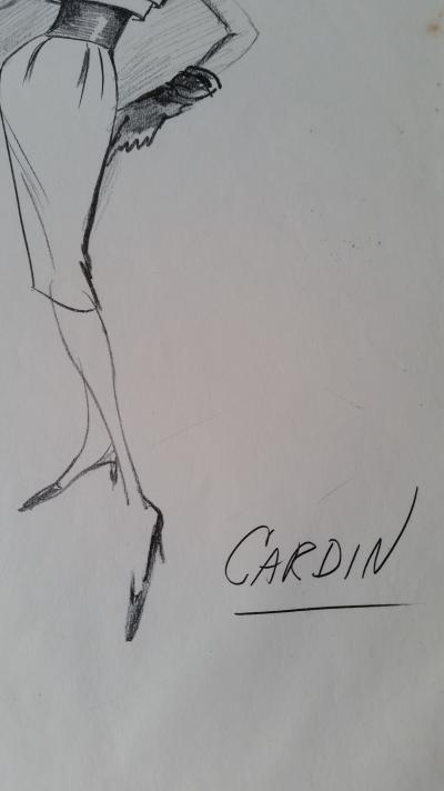 Pierre Cardin - Croquis robe - grey flannell with yellow suede belt 2