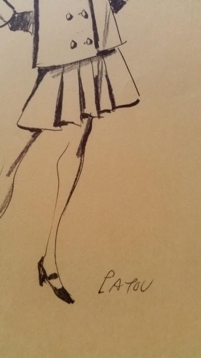 Jean PATOU - Croquis tailleur jupe - Red wool 2
